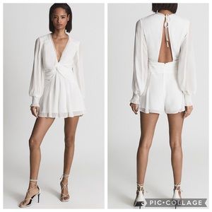 REISS Romper NWT Ellie long sleeve open back romper in white Size 6
